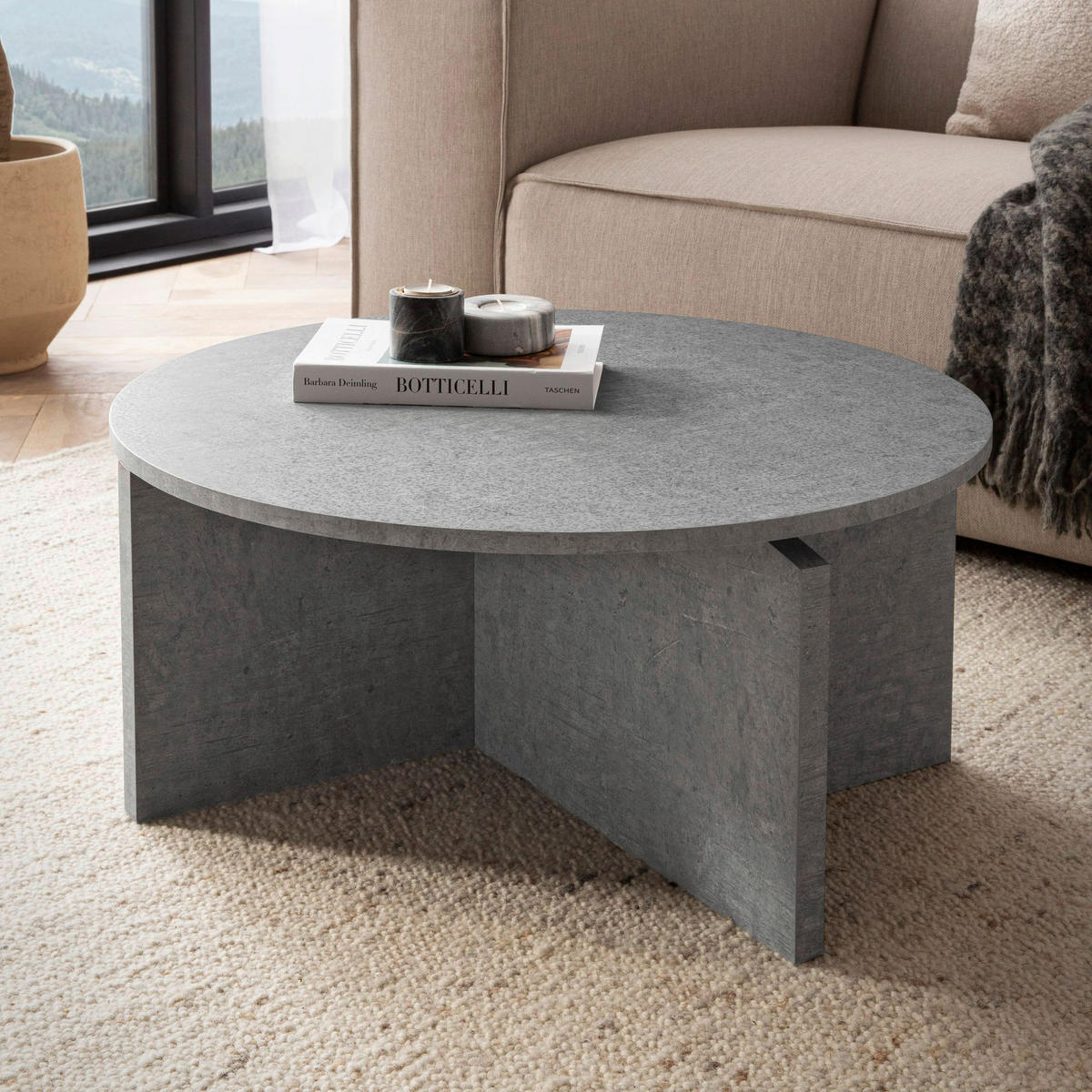 Couchtisch Beton Optik H/D: ca. 33x70 cm Couchtisch - Beton (70,00/33,00cm) - Wohnling