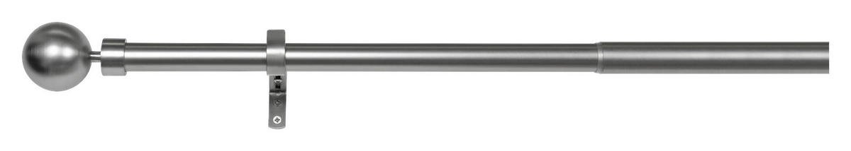 Gardinenstange Edelstahloptik Metall ausziehbar von ca. 190 bis 360 cm 1.0 Läufe Gardinenstange_Habito_Ball_Classic - Edelstahloptik