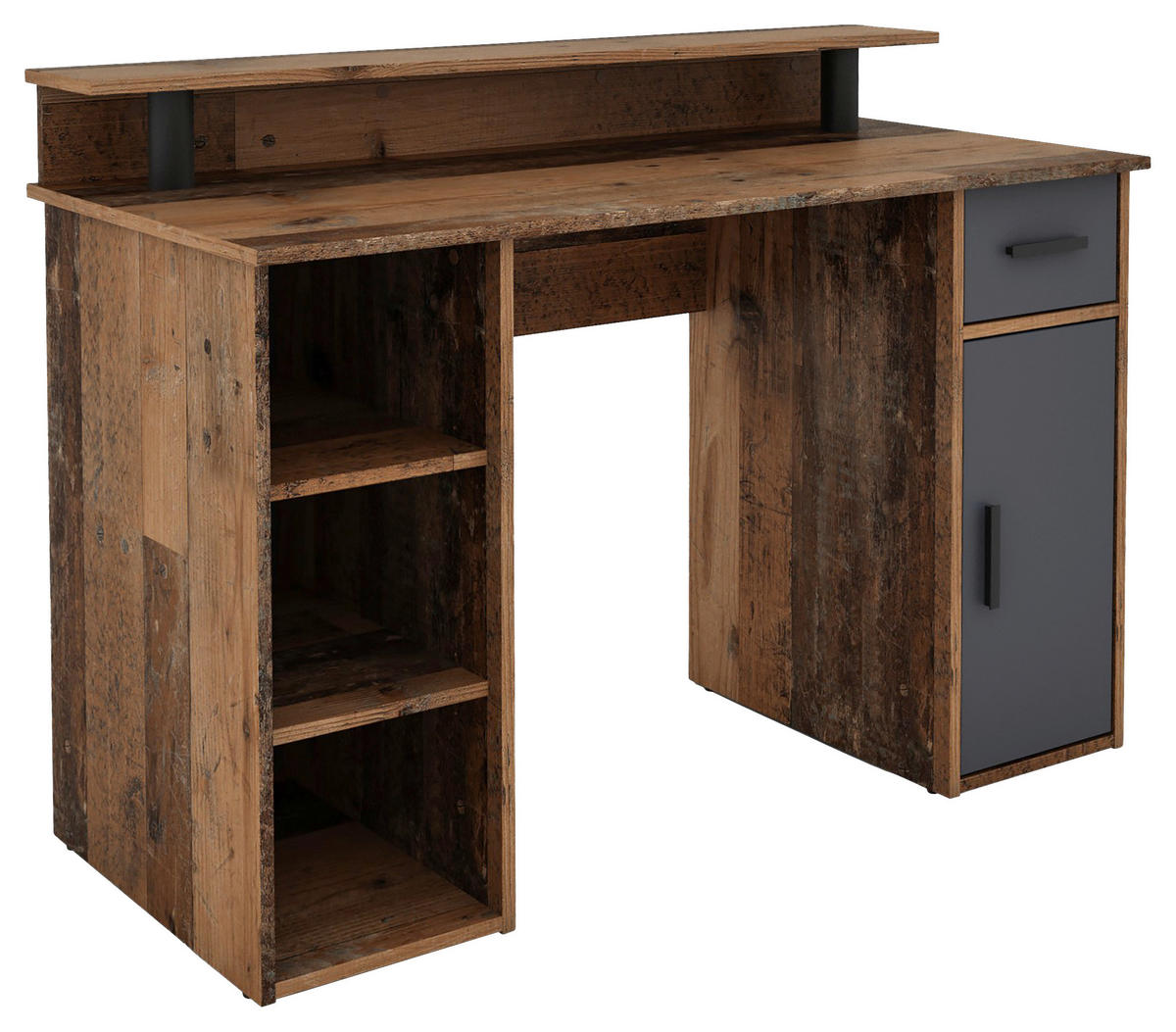 Schreibtisch DIEGO Eiche Old Wood Nachbildung anthrazit DIEGO - Eiche/anthrazit - byLIVING