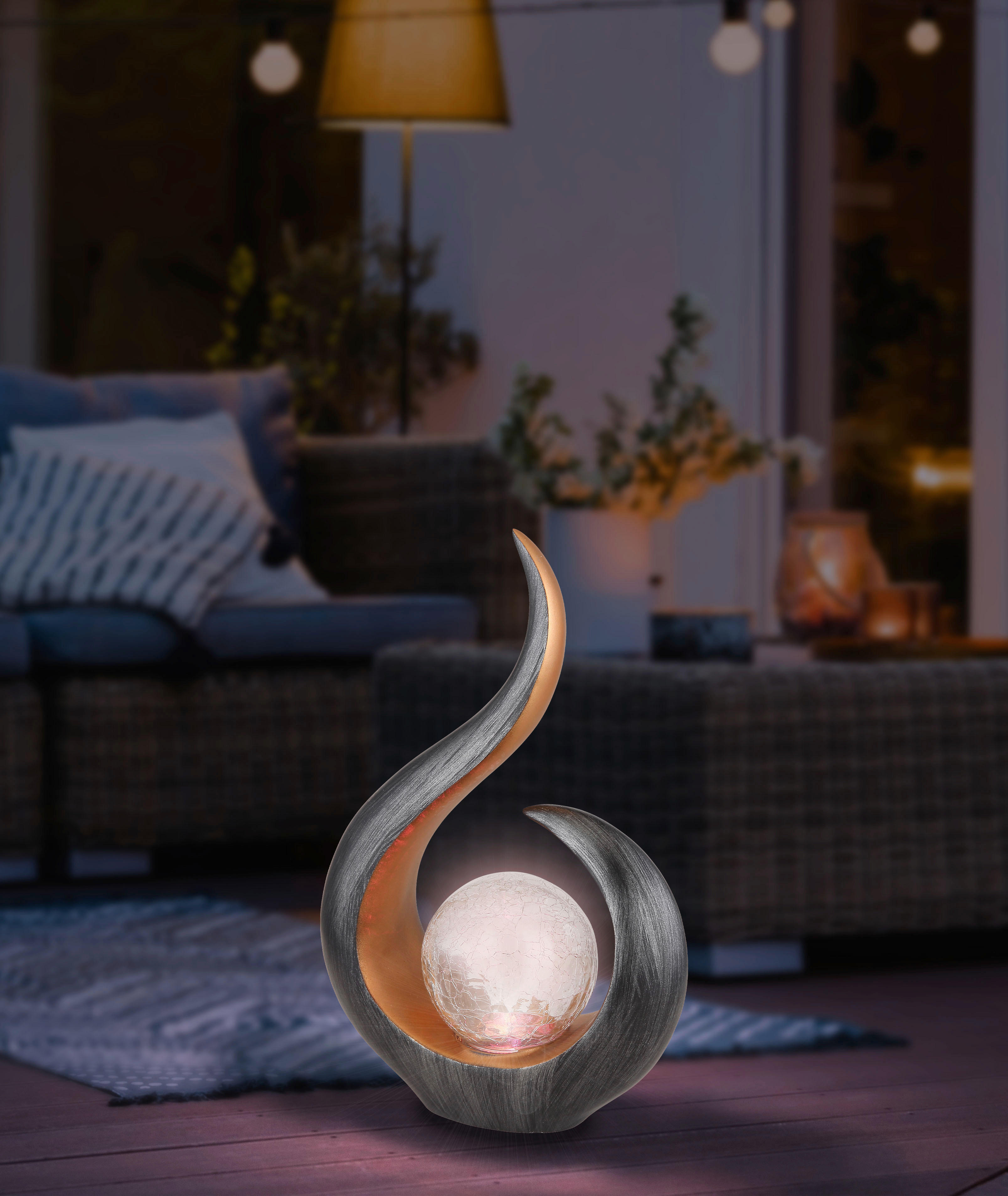 LED-Solarleuchte klar schwarz Glas Kunststoff B/H/T: ca. 10x33,5x22,5 cm SOLAR - klar/schwarz (10,00/33,50/22,50cm) - GLOBO