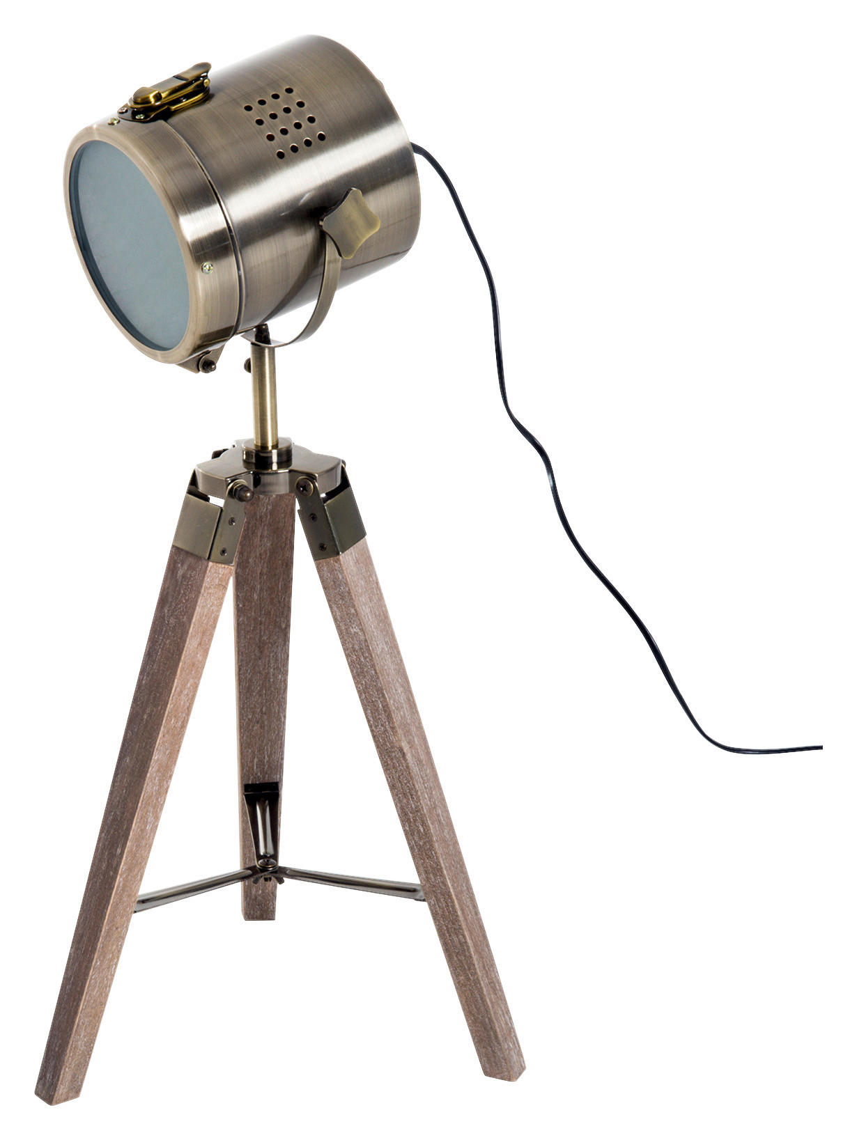 HOMCOM Scheinwerfer-Form natur bronze Holz Eisen B/H/T: ca. 33x65x33 cm 1 Brennstellen Scheinwerfer-Form - natur/bronze (33,00/65,00/33,00cm) - HOMCOM