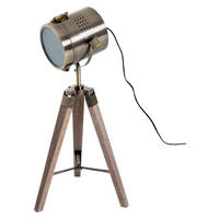 HOMCOM Scheinwerfer-Form natur bronze Holz Eisen B/H/T: ca. 33x65x33 cm 1 Brennstellen Scheinwerfer-Form - natur/bronze (33,00/65,00/33,00cm) - HOMCOM