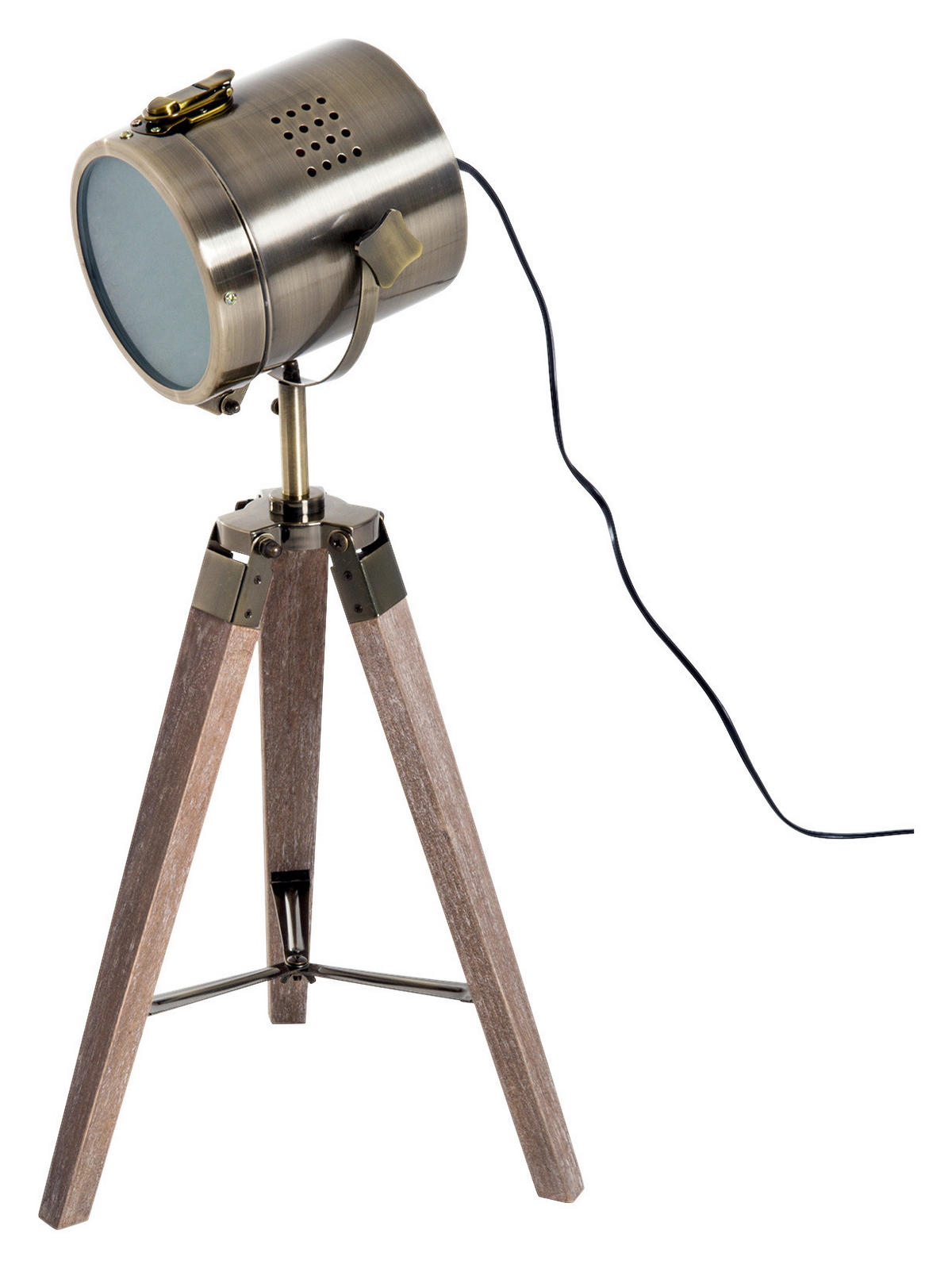HOMCOM Scheinwerfer-Form natur bronze Holz Eisen B/H/T: ca. 33x65x33 cm 1 Brennstellen Scheinwerfer-Form - natur/bronze (33,00/65,00/33,00cm) - HOMCOM