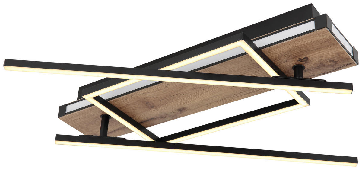 GLOBO LED-Deckenleuchte 67299D3 dunkelbraun mattschwarz Metall MDF Kunststoff B/H/T: ca. 88x12x120 cm COLLI - dunkelbraun/mattschwarz (88,00/12,00/120,00cm) - GLOBO