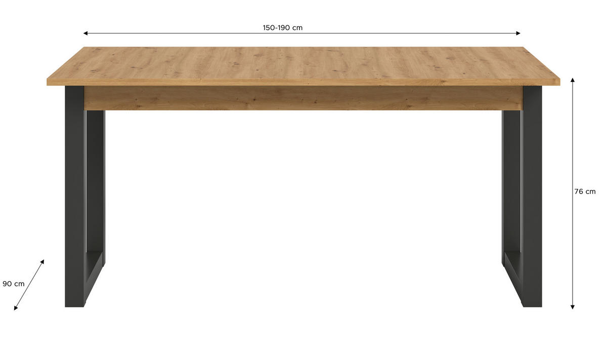 Esstisch Seattle Eiche Artisan Nachbildung B/H/T: ca. 150x76x90 cm Seattle - Eiche/grau (150,00/76,00/90,00cm) - xonox.home