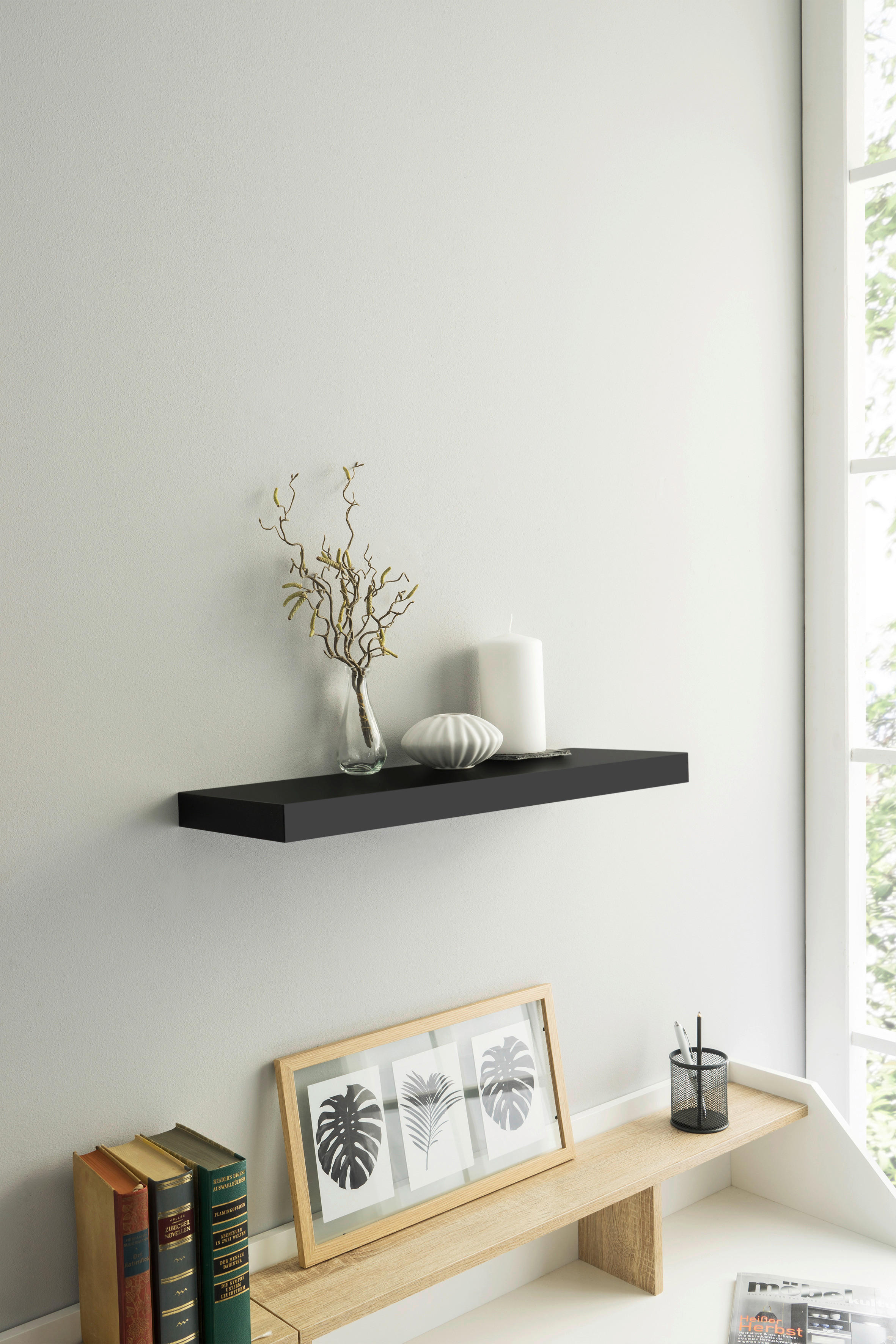 Wandboard Shelvy 60 schwarz B/H/T: ca. 60x4x24 cm Shelvy 60 - schwarz (60,00/4,00/24,00cm)