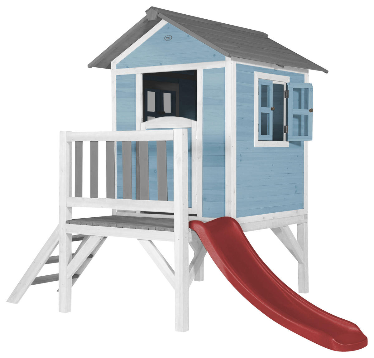 AXI Spielhaus Lodge XL blau B/H/T: ca. 240x189x167 cm Lodge XL - blau/weiß (240,00/189,00/167,00cm) - AXI