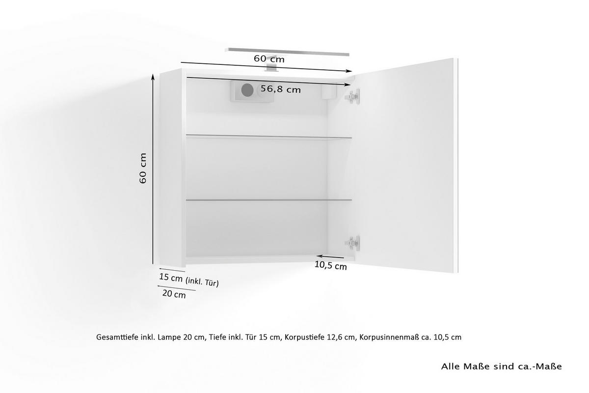 Spiegelschrank SPREE anthrazit B/H/T: ca. 60x60x15 cm SPREE - anthrazit (60,00/60,00/15,00cm) - byLIVING