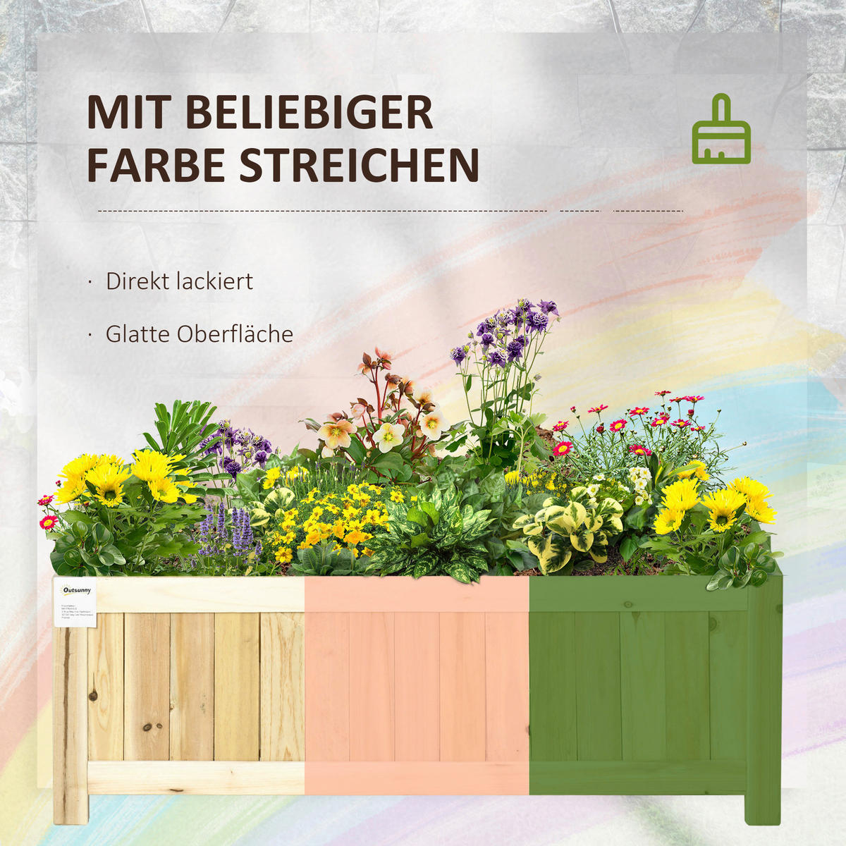 Outsunny Hochbeet natur B/H/L: ca. 30x25x70 cm Hochbeet - natur (70,00/30,00/25,00cm) - Outsunny