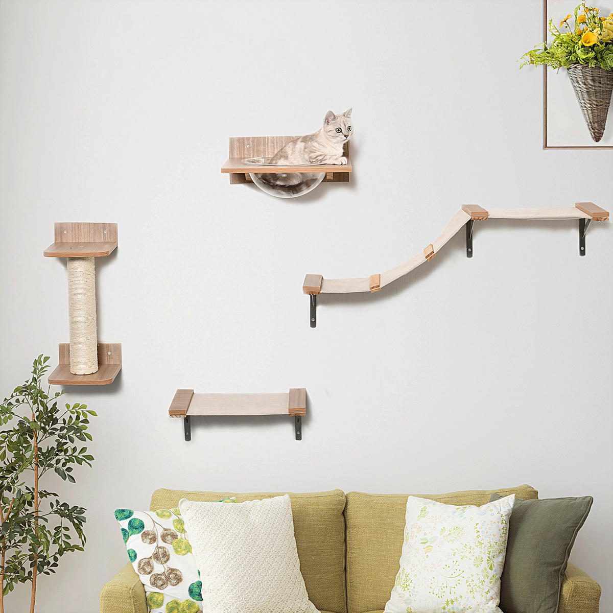 PawHut Katzen-Zubehör braun Polypropylen B/H/L: ca. 25,5x100x17,5 cm Katzenkletterwand - braun (17,50/25,50/100,00cm) - PawHut