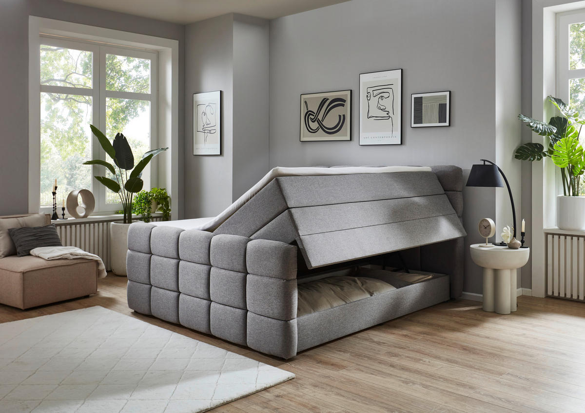 Boxspringbett Lugano hellgrau Liegefläche B/L: ca. 180x200 cm Lugano - hellgrau (190,00/119,00/220,00cm)