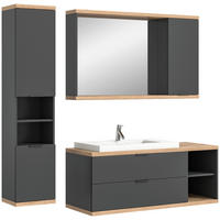 Badezimmer-Set Nuaro anthrazit Nox Oak Nachbildung B/H/T: ca. 185x190x31 cm Nuaro - anthrazit (185,00/190,00/31,00cm) - xonox.home