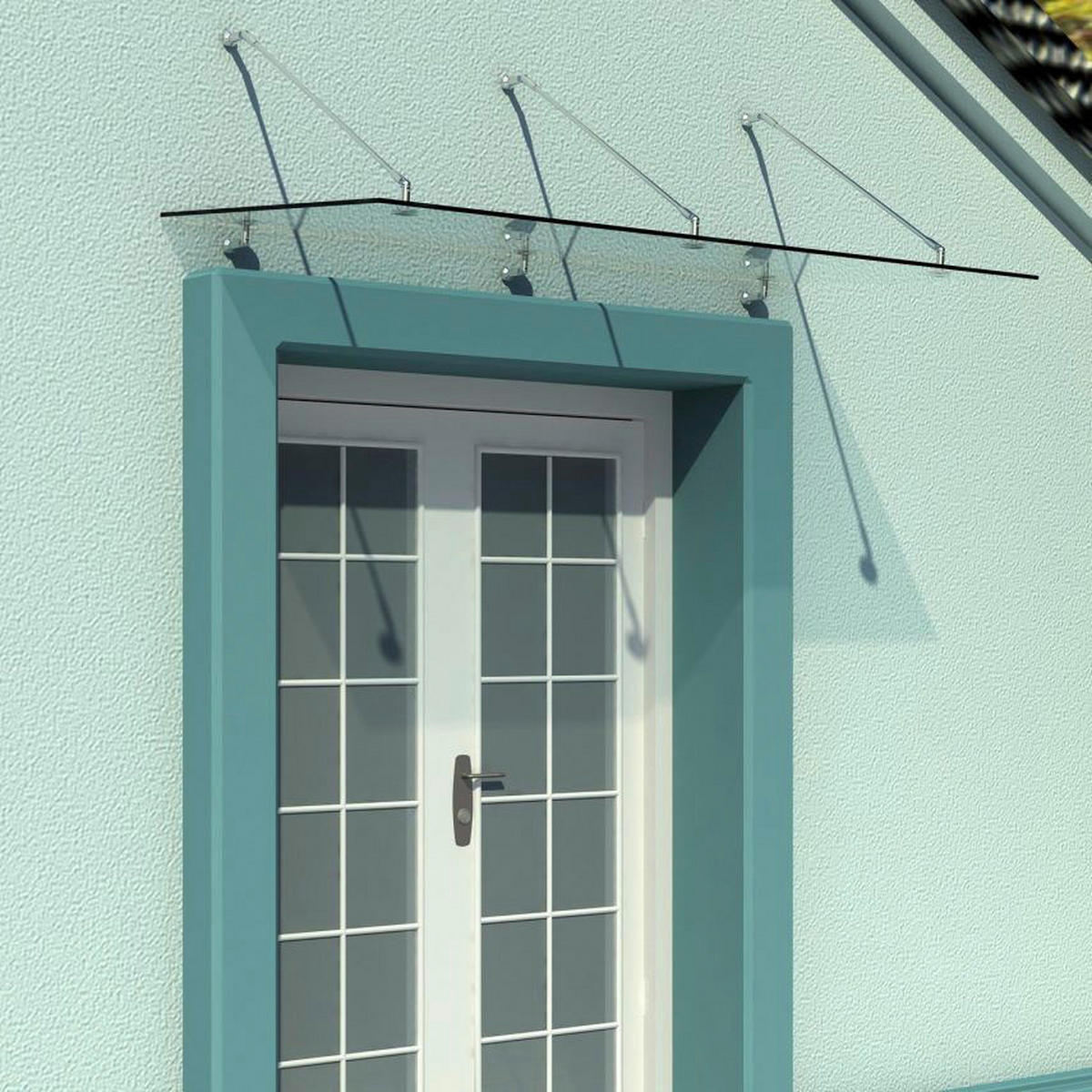HOMCOM Vordach transparent B/L: ca. 90x200 cm Glasvordach 02-0554 - transparent (90,00/200,00cm) - HOMCOM