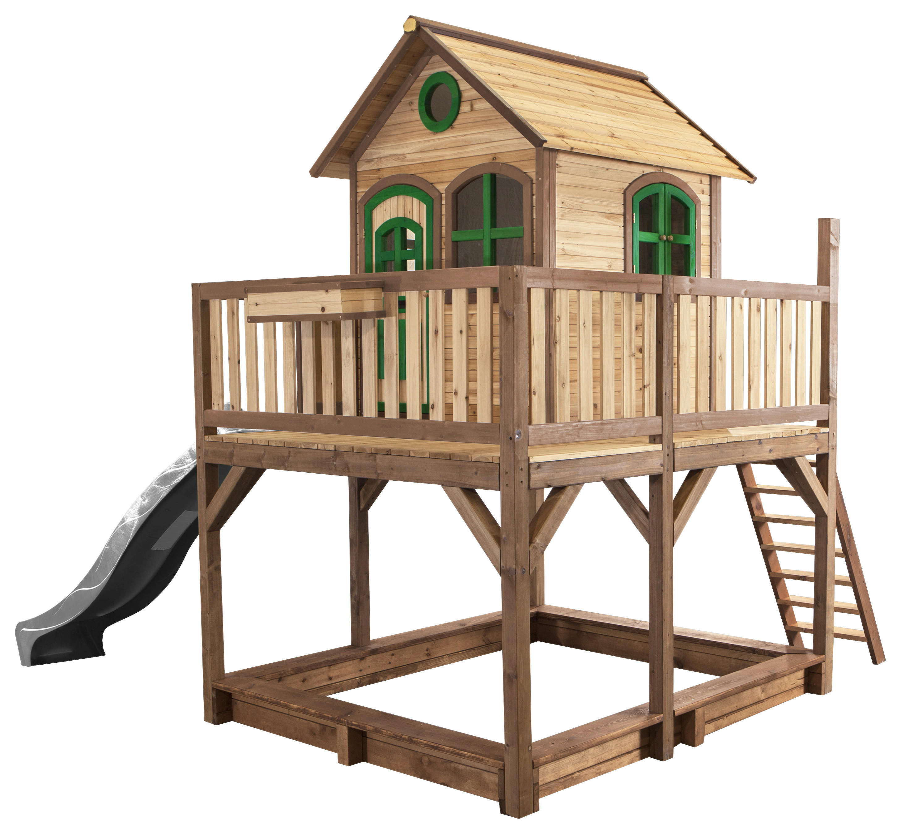 AXI Spielhaus Liam braun B/H/L: ca. 377x291x255 cm Liam - braun/grün (255,00/377,00/291,00cm) - AXI