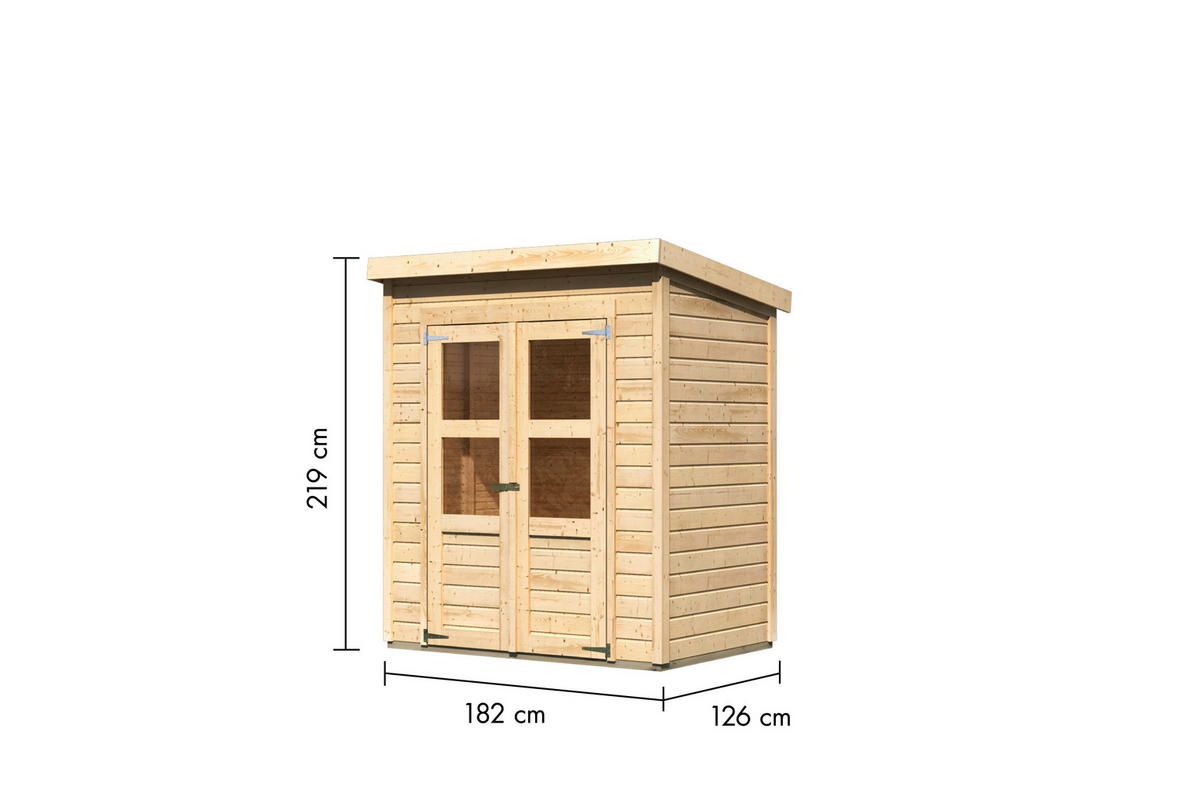 Karibu Gartenhaus Tony 0 natur B/H/T: ca. 182x219x126 cm Tony 0 - natur (182,00/219,00/126,00cm) - Karibu