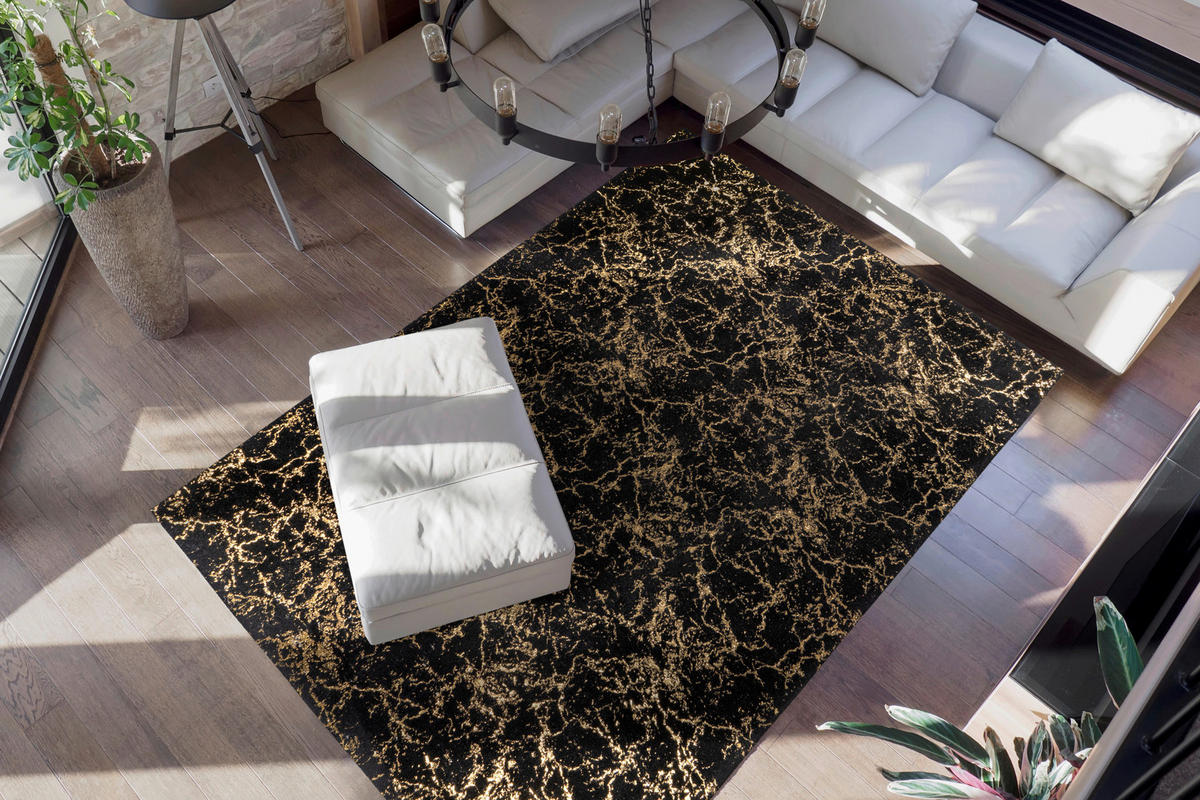 360Living Teppich Bijou schwarz B/L: ca. 80x150 cm Bijou - gold/schwarz (80,00/150,00cm) - 360Living
