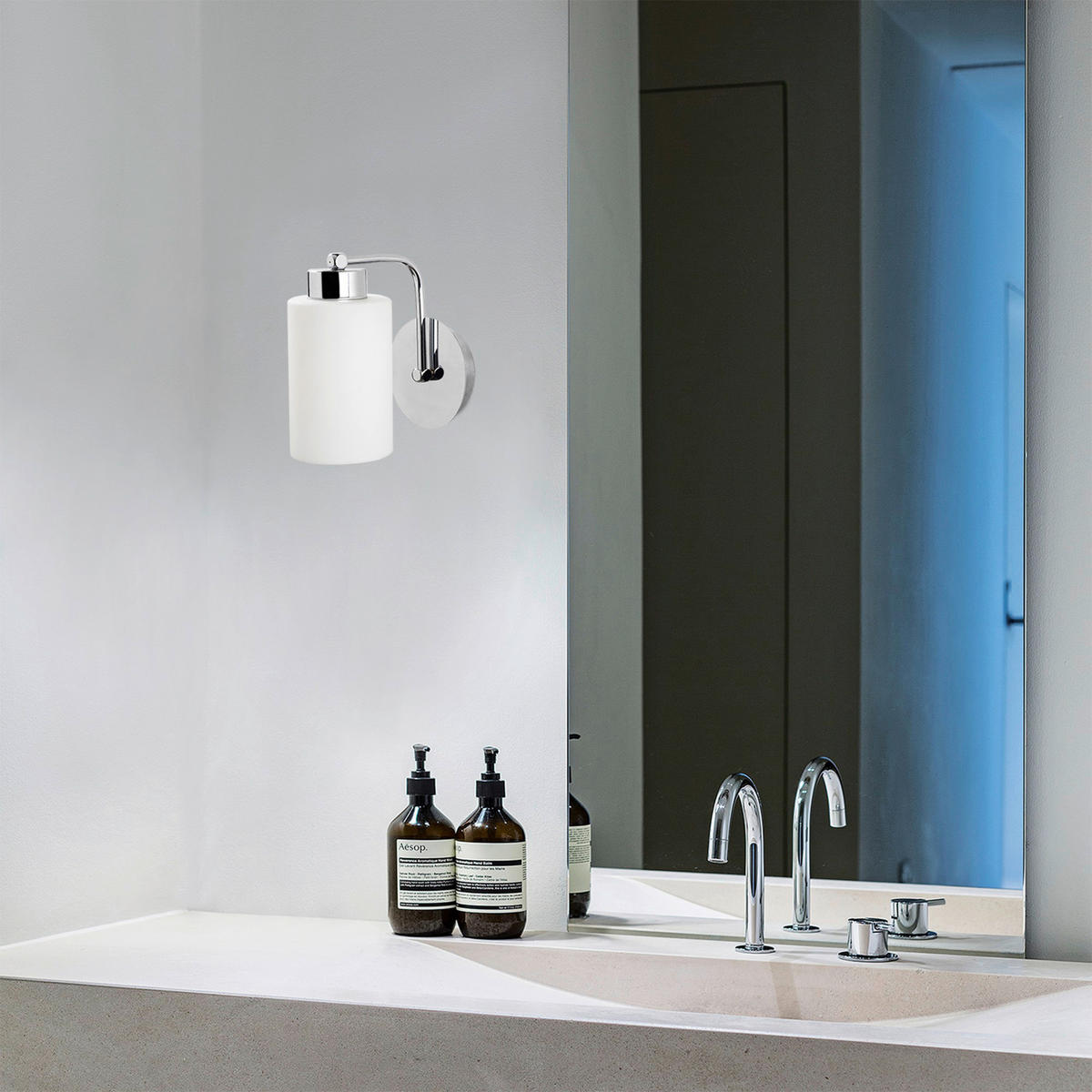 Opviq Wandleuchte Balcova silber Glas Metall B/H/T/L/D: ca. 12x20x12x12x12 cm E27 1 Brennstellen Balcova - silber (12,00/12,00/20,00cm) - Opviq