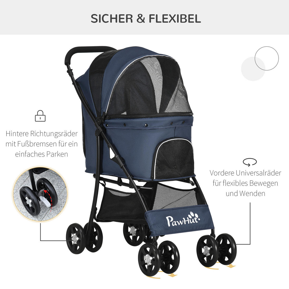 PawHut Hunde-Zubehör blau Polyester B/H/L: ca. 48x81x99 cm Hundetrolley - blau/marine (99,00/48,00/81,00cm) - PawHut