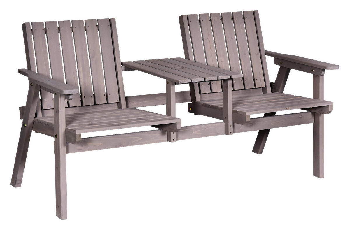 Outsunny Gartenbank grau Holz B/H/T/L: ca. 70x83x70x152 cm Gartenbank - grau (152,00/70,00/83,00cm) - Outsunny