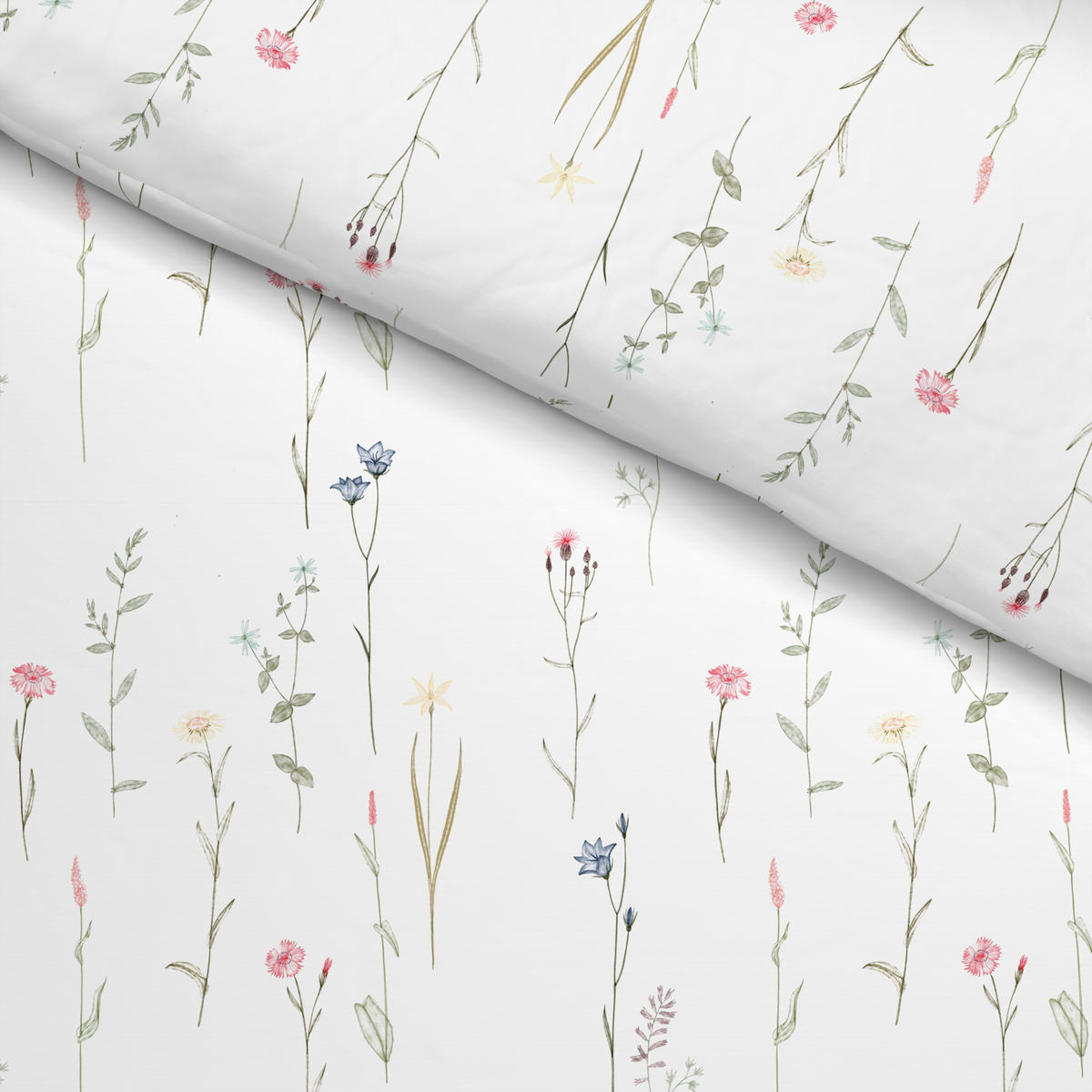 Microfaser Bettwäsche Bettwäsche_Microfaser Sommerblumen - weiß (135,00/200,00cm)