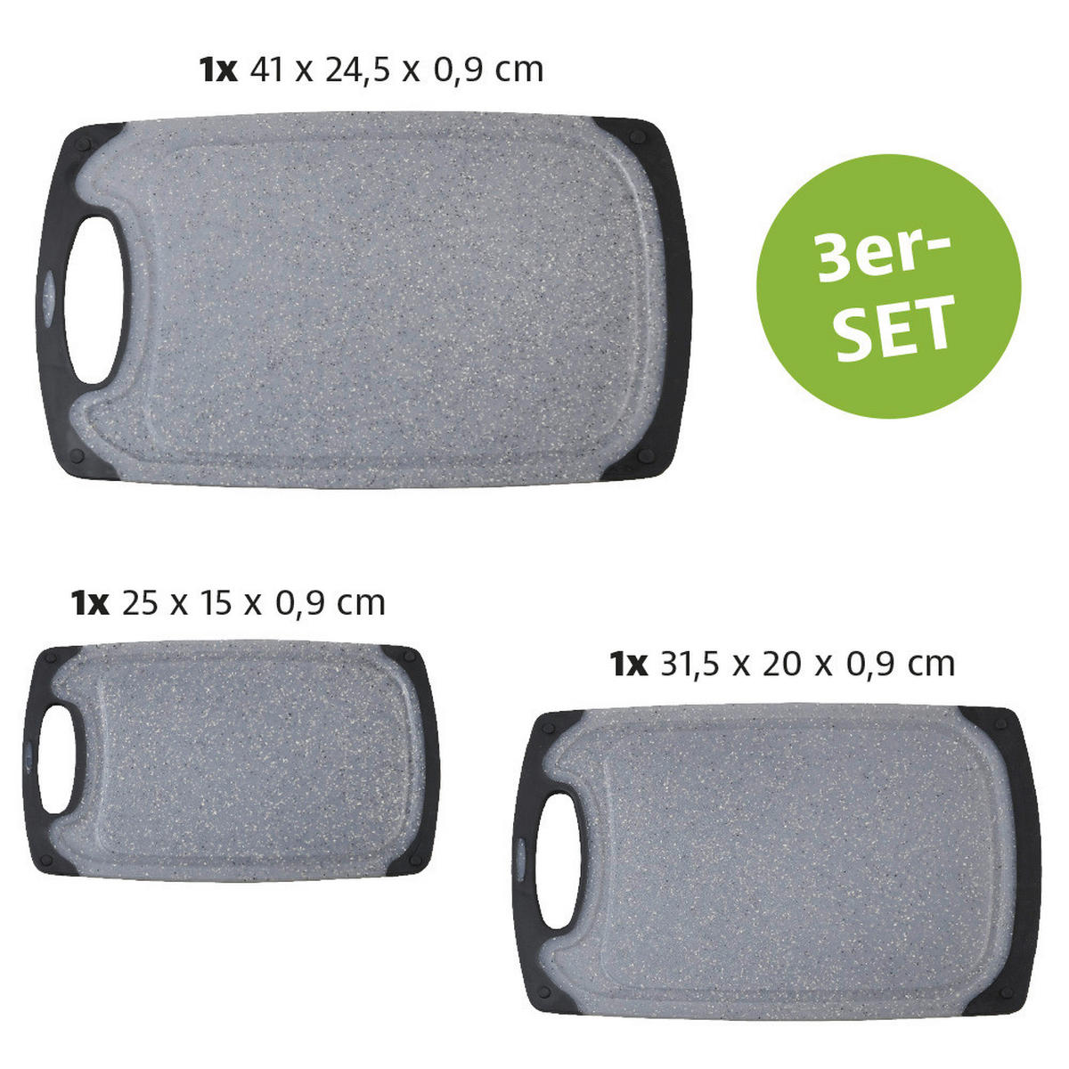 Kesper Schneidbrett Schneidebrett_3erSet - grau (41,00/24,50/2,70cm) - Kesper