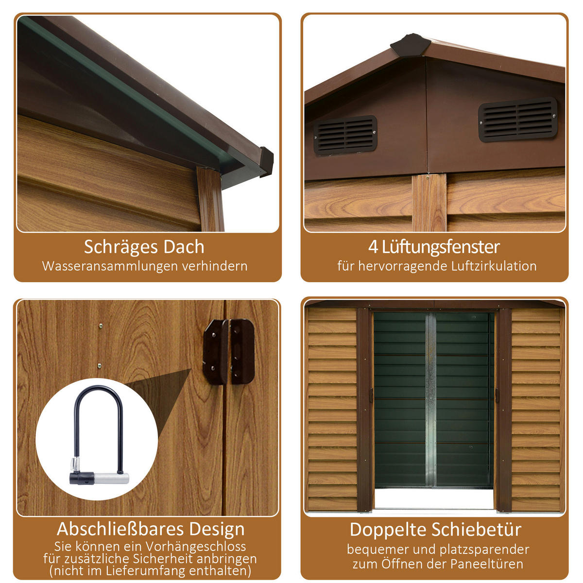 Outsunny Gartenhaus braun B/H/L: ca. 236x208x196 cm Gartenhaus - braun (196,00/236,00/208,00cm) - Outsunny