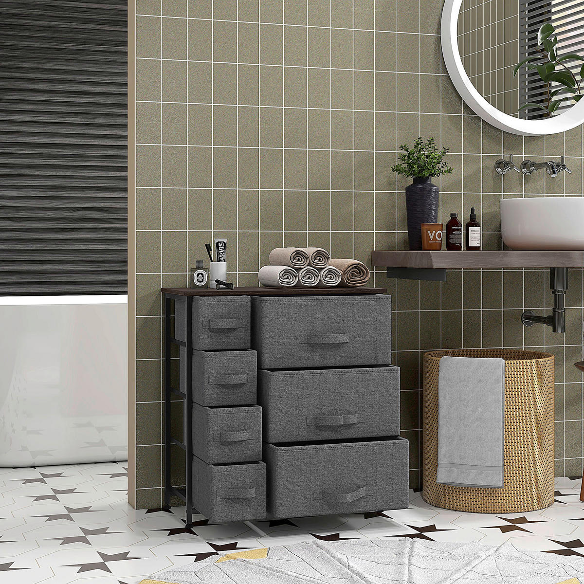 HOMCOM Aufbewahrungsregal dunkelgrau Edelstahl B/H/L: ca. 30x63,5x71 cm Schubladenschrank - dunkelgrau (71,00/30,00/63,50cm) - HOMCOM
