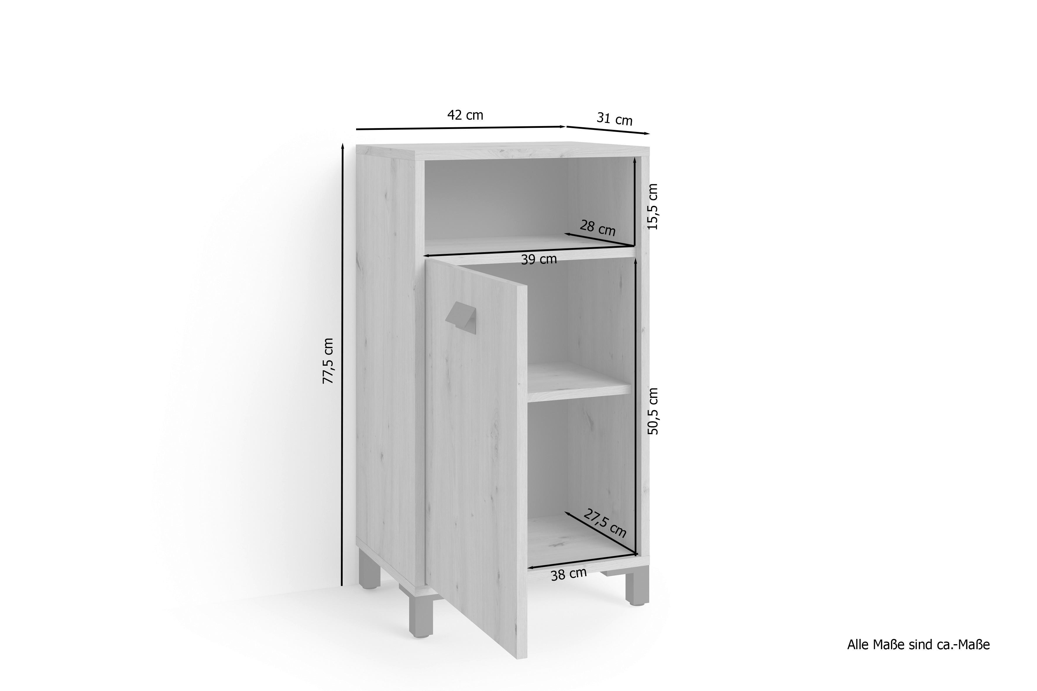 Midischrank WELLNESS weiß B/H/T: ca. 42x77,5x31 cm WELLNESS - weiß (42,00/77,50/31,00cm) - byLIVING