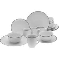 CreaTable Kombiservice Luna Black Line weiß Porzellan 16 tlg. Luna Black Line - weiß - CreaTable