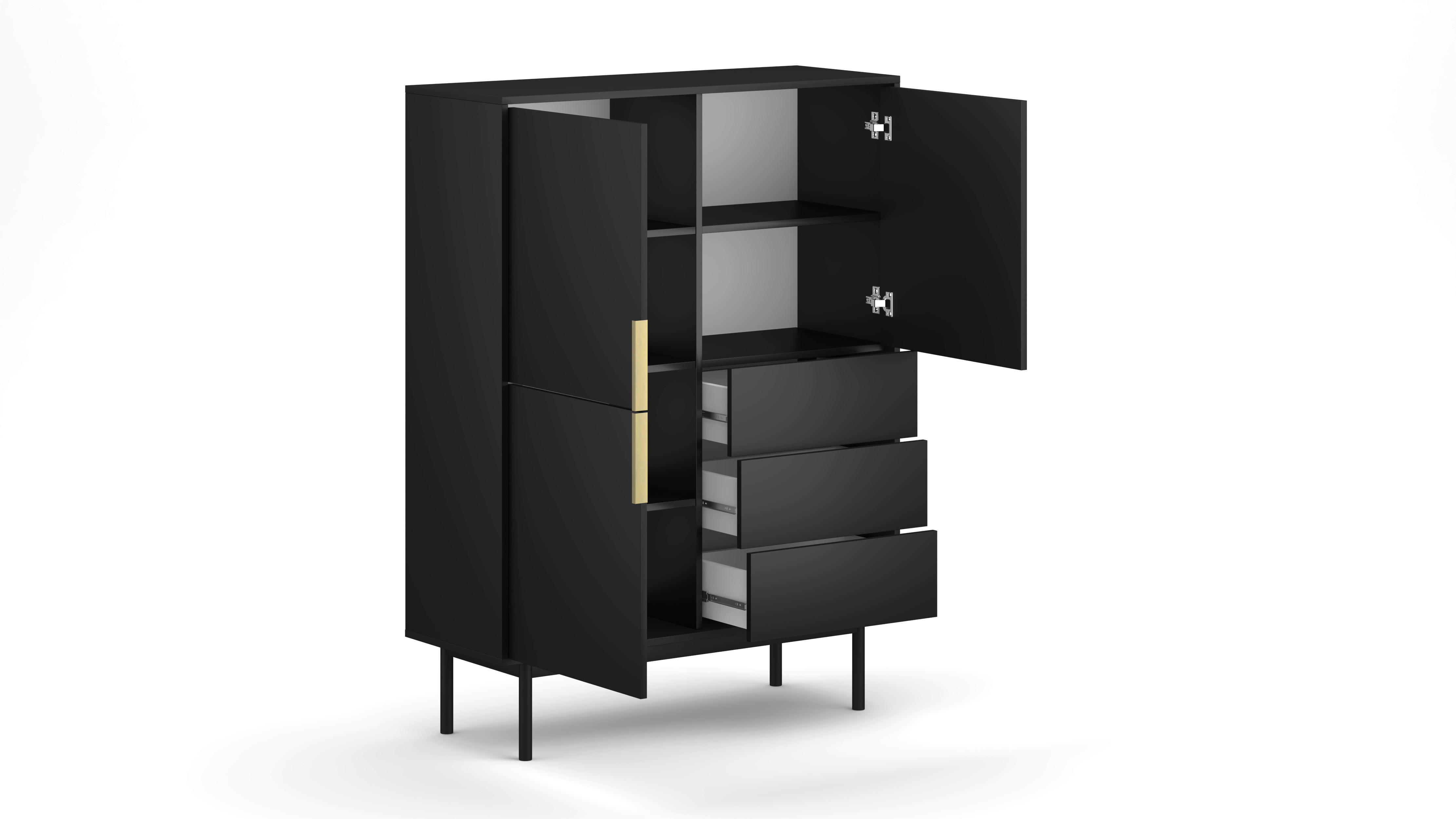 Highboard VIVA schwarz B/H/T: ca. 104x139,5x39 cm VIVA - schwarz (104,00/139,50/39,00cm) - WIPMEB
