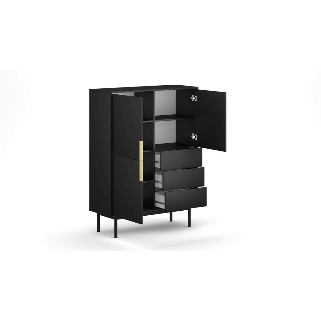 Thumbnail - Highboard VIVA schwarz B/H/T: ca. 104x139,5x39 cm