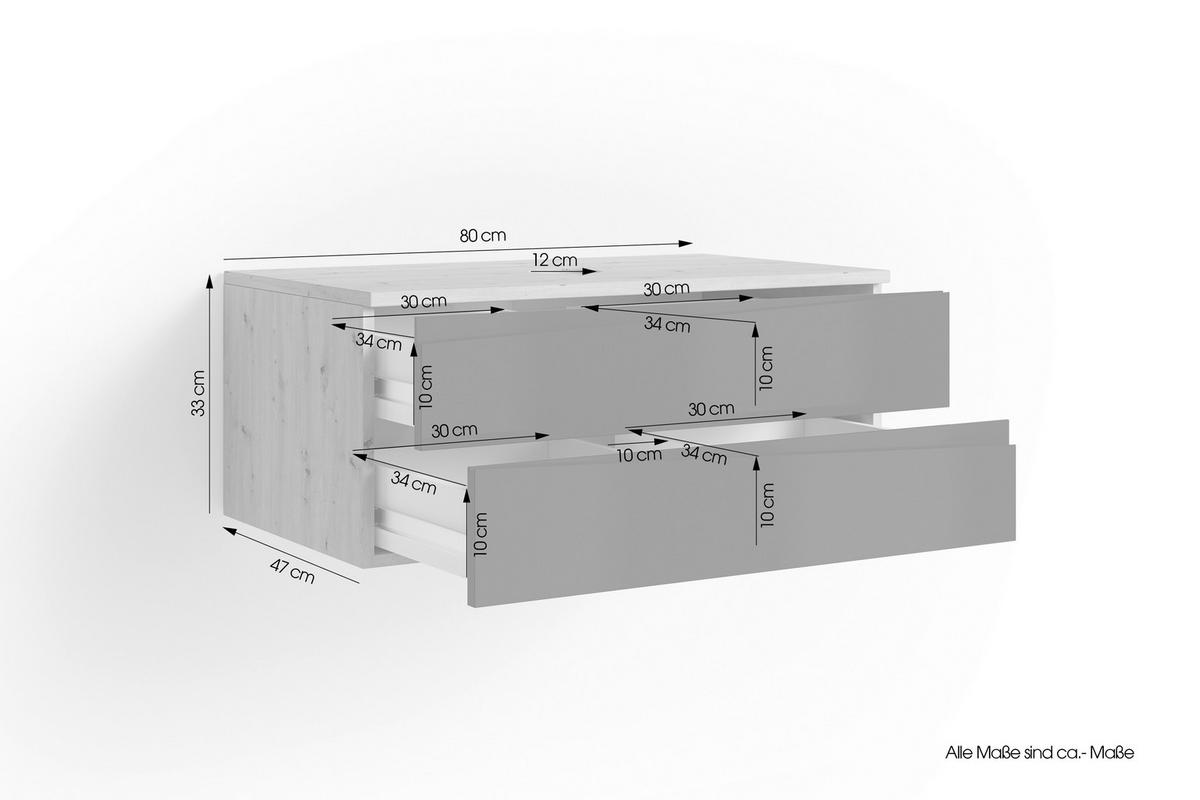 Waschbeckenunterschrank SHAPE Eiche Artisan Nachbildung anthrazit B/H/T: ca. 80x33x47 cm SHAPE - Eiche/anthrazit (80,00/33,00/47,00cm) - byLIVING