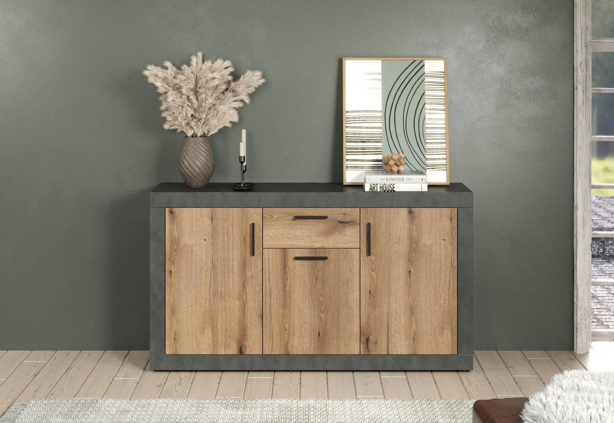 Sideboard Salvada Eiche Evoke Coast Nachbildung anthrazit B/H/T: ca. 149x83x40 cm Salvada - Eiche/anthrazit (149,00/83,00/40,00cm)