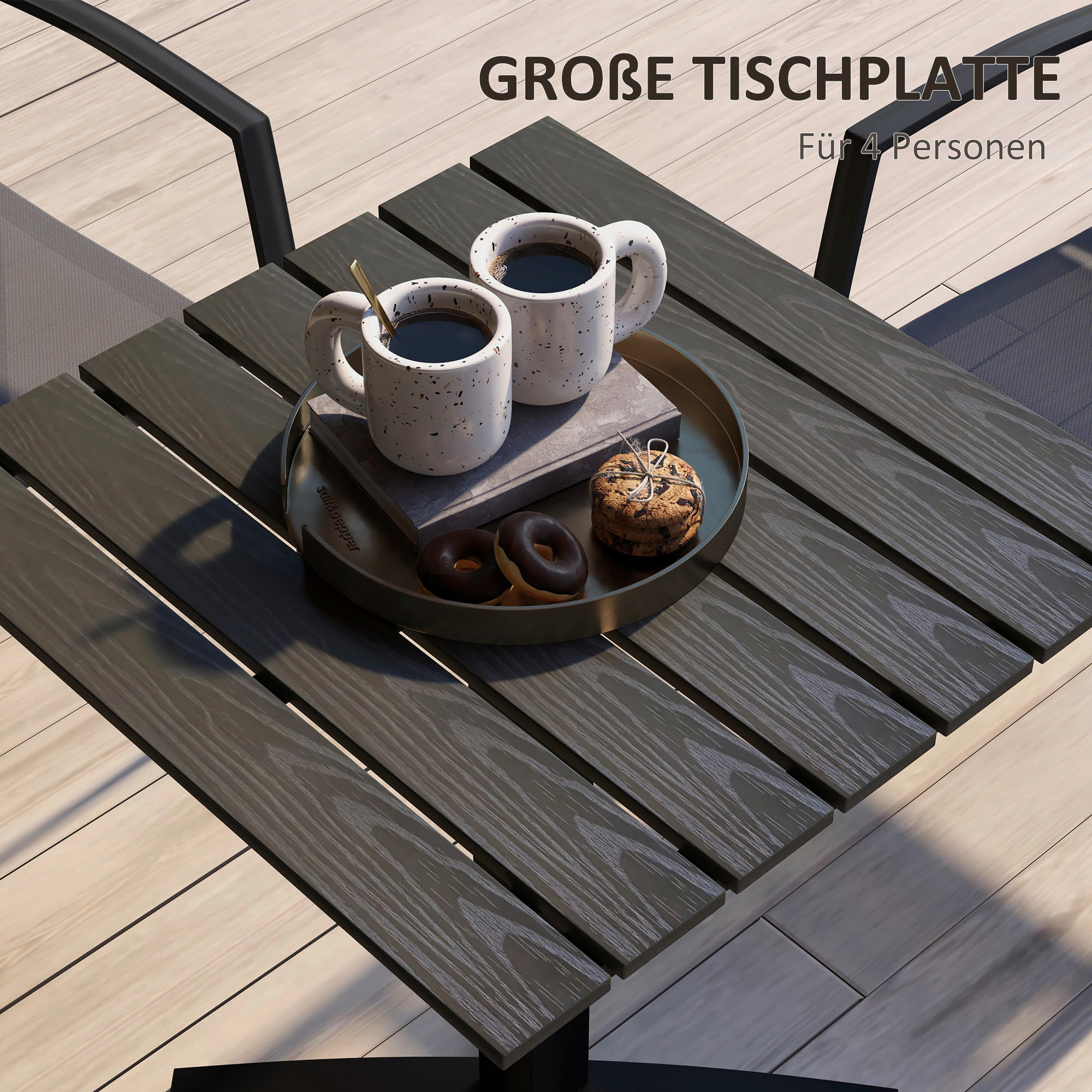 Outsunny Gartentisch grau Holz B/H/L: ca. 70x76x70 cm Gartentisch - grau (70,00/70,00/76,00cm) - Outsunny