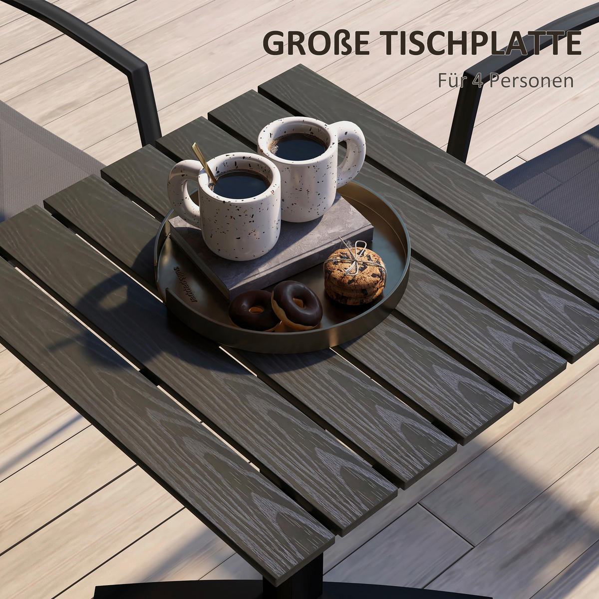 Outsunny Gartentisch grau Holz B/H/L: ca. 70x76x70 cm Gartentisch - grau (70,00/70,00/76,00cm) - Outsunny