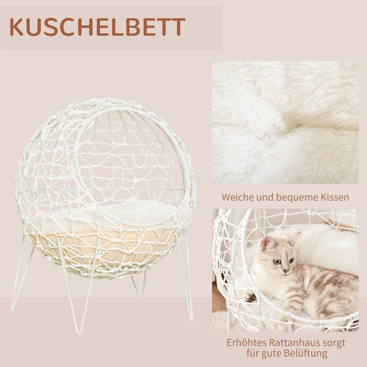 PawHut Katzenhaus weiß Kunststoff B/H/L: ca. 45x57x45 cm Katzenhaus - weiß (45,00/45,00/57,00cm) - PawHut