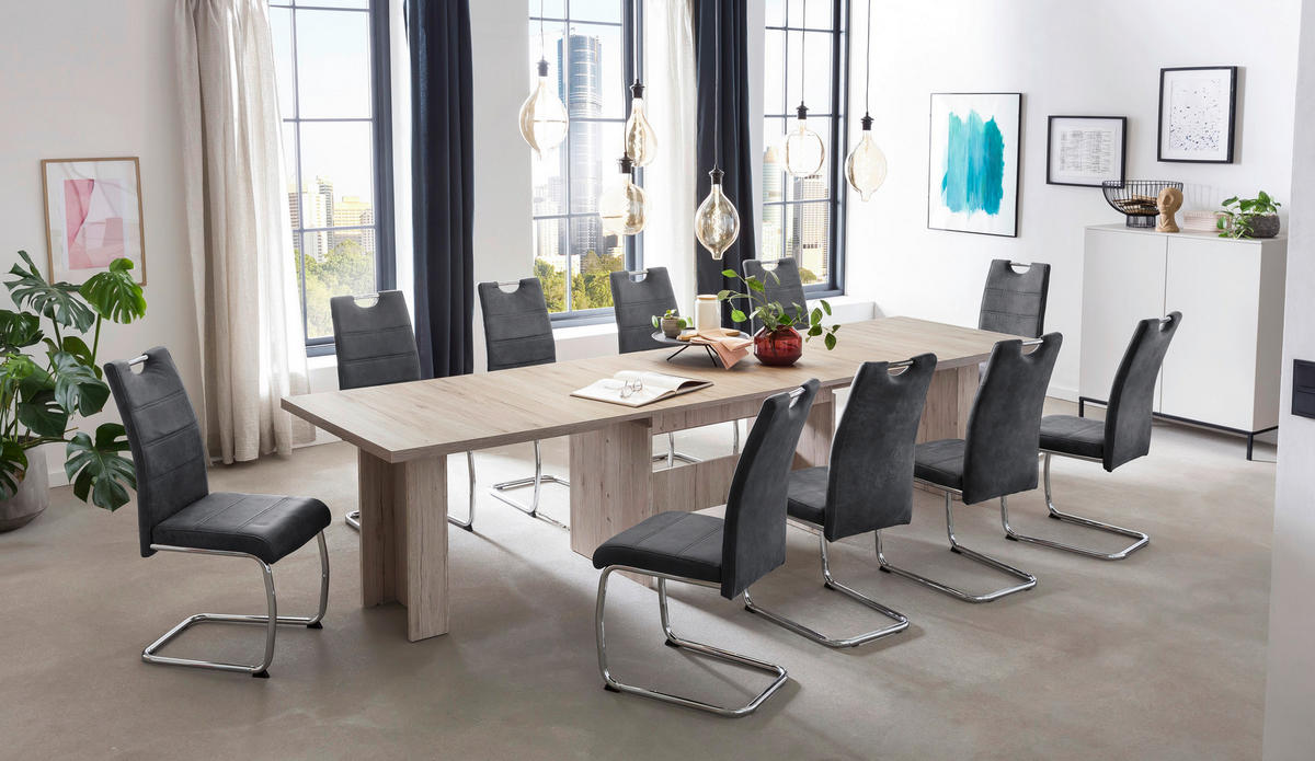 Essgruppe Lia II Eiche anthrazit Microfaser B/H/T: ca. 320x76x90 cm Lia II - Eiche/anthrazit (320,00/76,00/90,00cm) - Hela