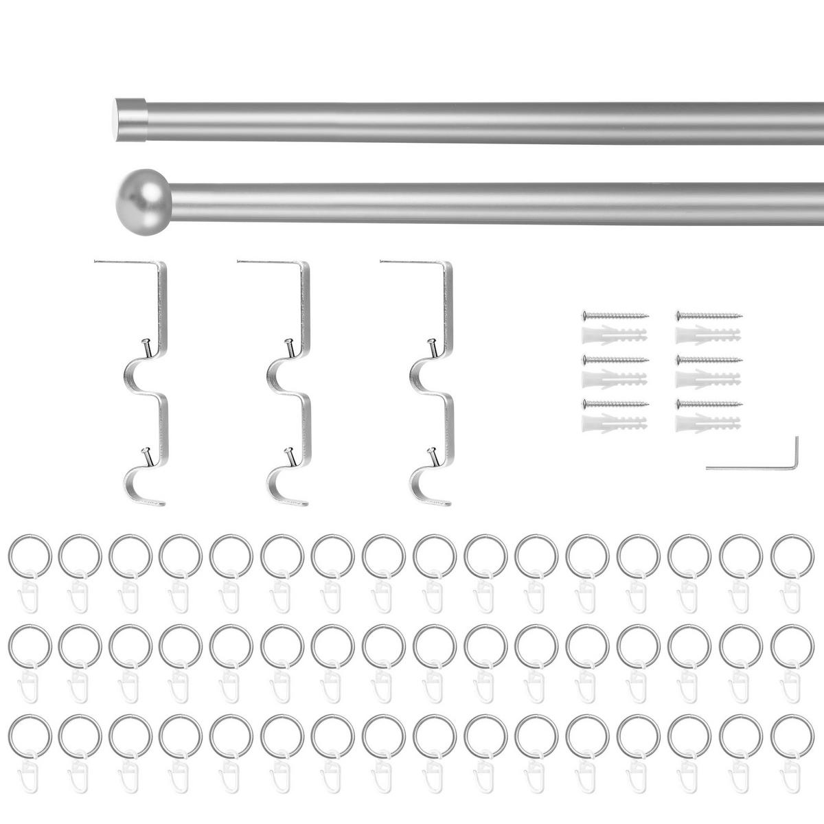 LICHTBLICK Gardinenstange Kugel Chrom Metall D: ca. 2 cm ausziehbar von ca. 130 bis 240 cm 2.0 Läufe Kugel - Chrom (2,00cm) - LICHTBLICK