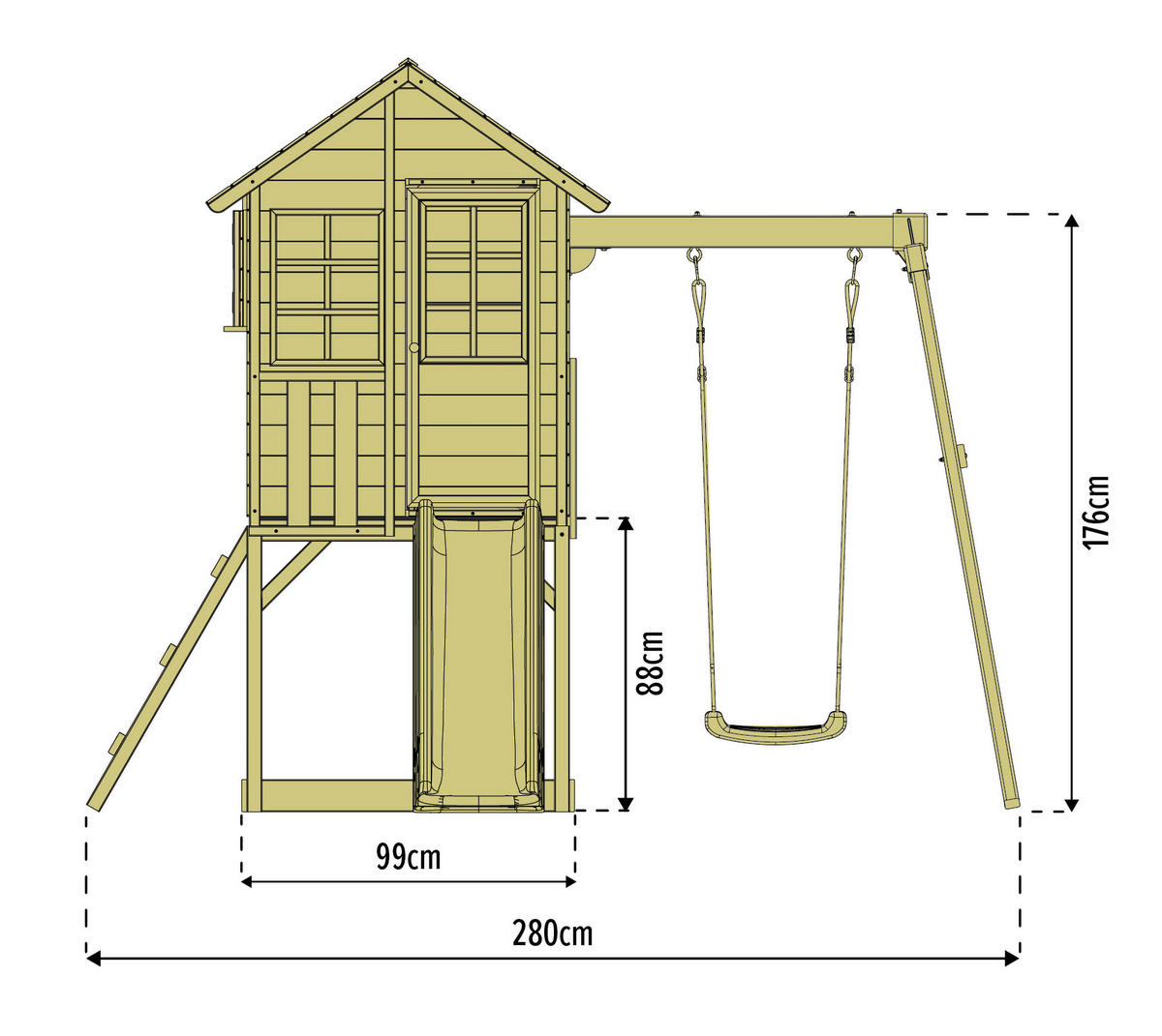 Zwerkules Spielhaus Holli weiß B/H/L: ca. 280x224x352 cm Holli - weiß/natur (352,00/280,00/224,00cm) - Zwerkules