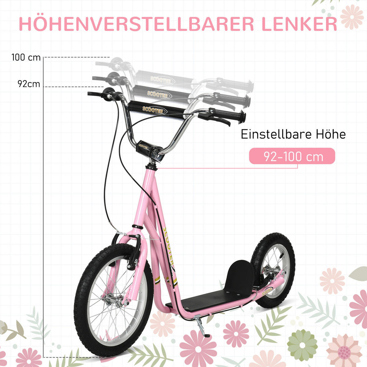 HOMCOM Kinderroller pink Kinderroller - pink (125,00/58,00/100,00cm) - HOMCOM