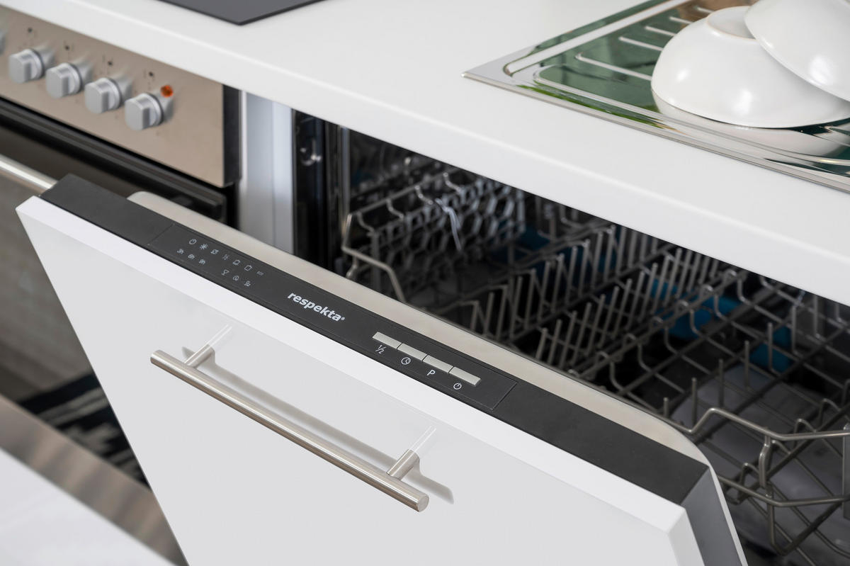 Respekta Küchenblock Amanda weiß Hochglanz B/H/T: ca. 310x200x60 cm Amanda - weiß (310,00/200,00/60,00cm) - Respekta