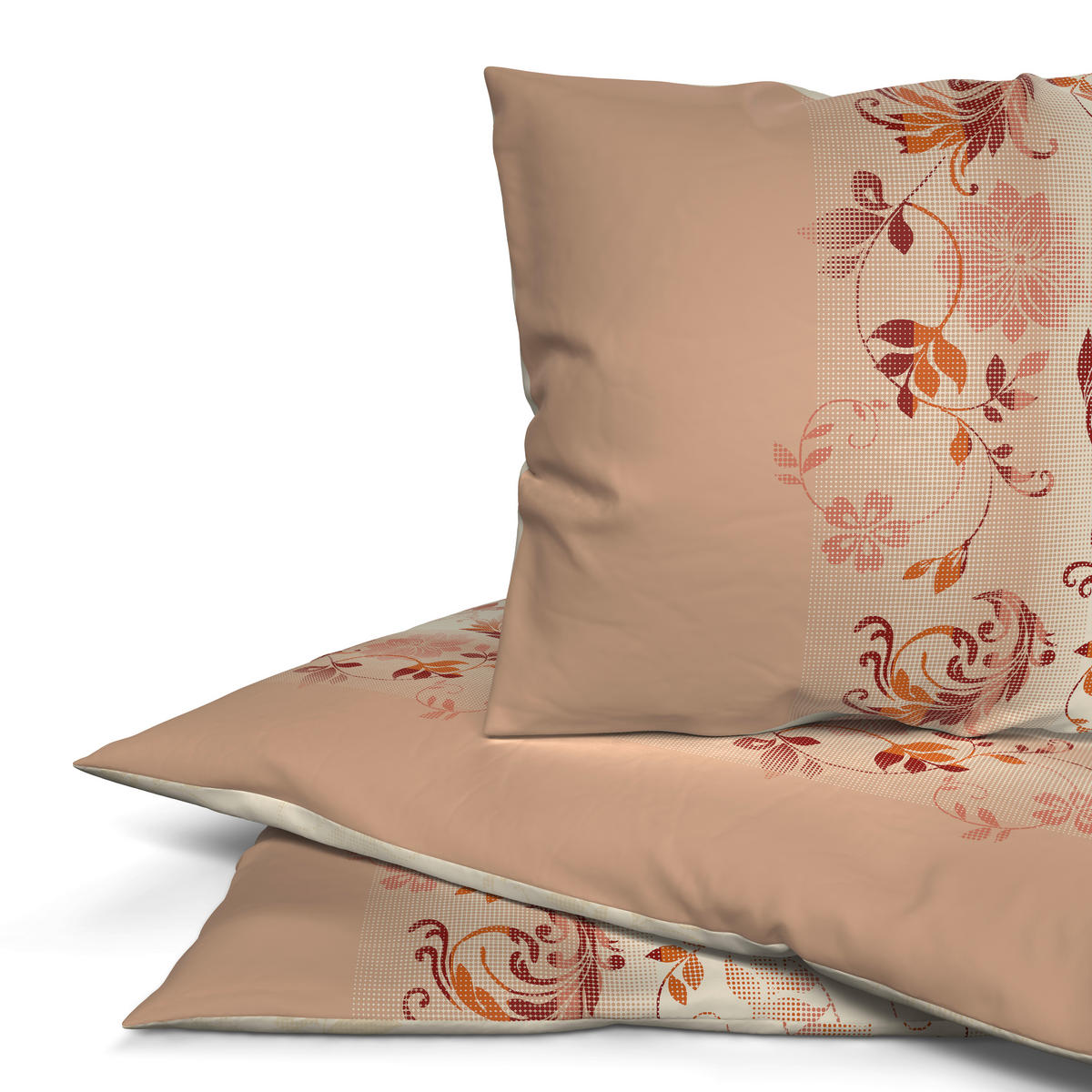 Baumwoll Bettwäsche Cotton touch Bettwäsche_Cotton-Touch Ranke - apricot/creme (135,00/200,00cm) - Sensation
