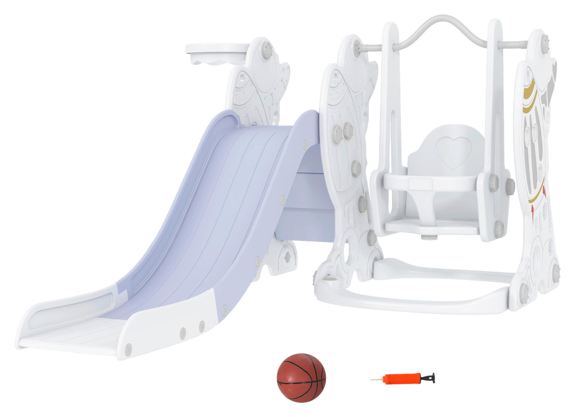 AIYAPLAY Outdoor-Spielzeug grau B/H/L: ca. 185x150x92 cm Kinderschaukel_&_Kinderrutsche_Set - grau (92,00/185,00/150,00cm) - AIYAPLAY