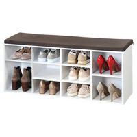 Kesper Schuhschrank mit Sitzkissen weiß Spanplatte B/H/L: ca. 29,5x48x103,5 cm Schuhschrank_mit_Sitzkissen - braun/weiß (103,50/29,50/48,00cm) - Kesper