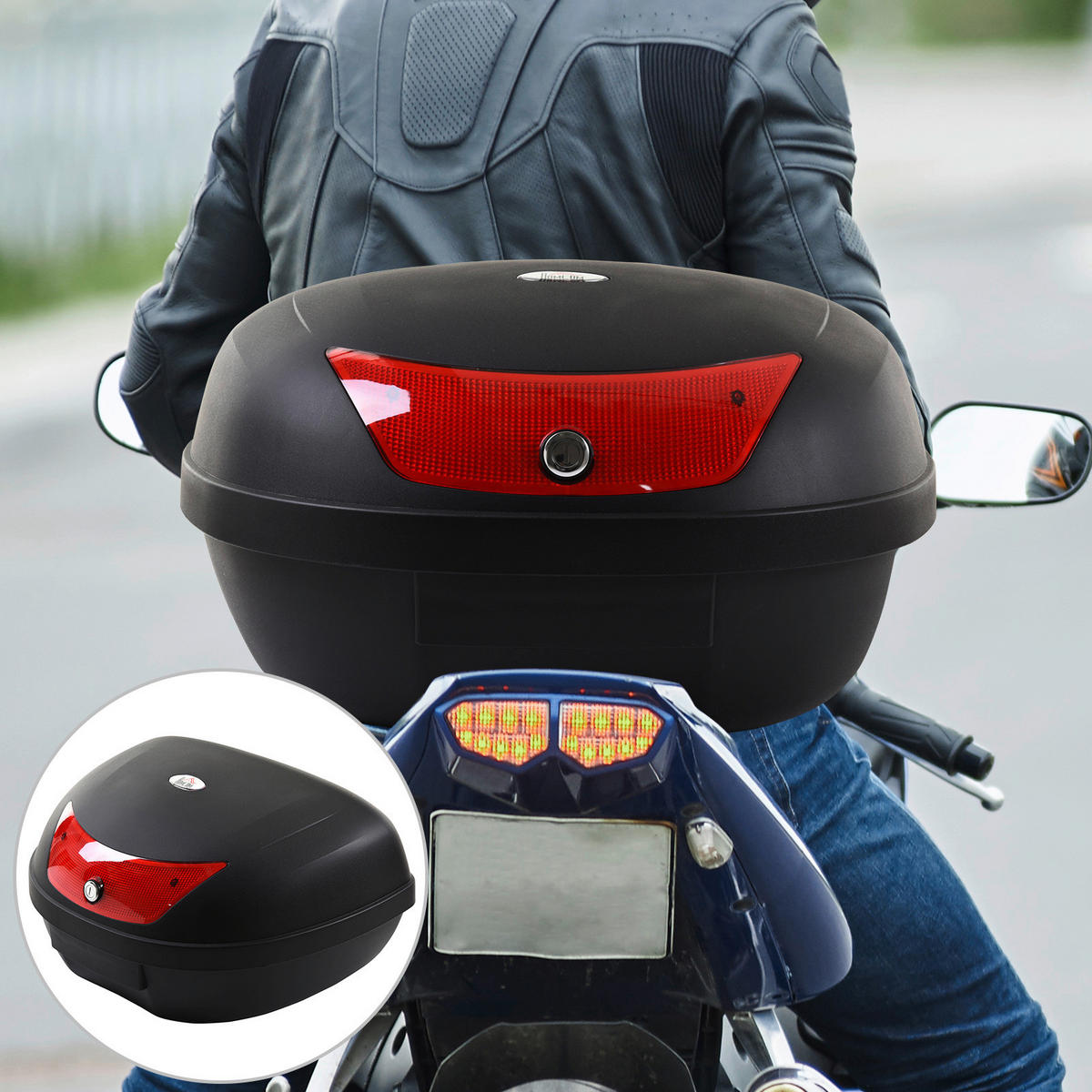 HOMCOM Motorrad-Koffer B/H/L: ca. 43x33x59 cm Motorrad-Koffer 48l - schwarz (59,00/43,00/33,00cm) - HOMCOM