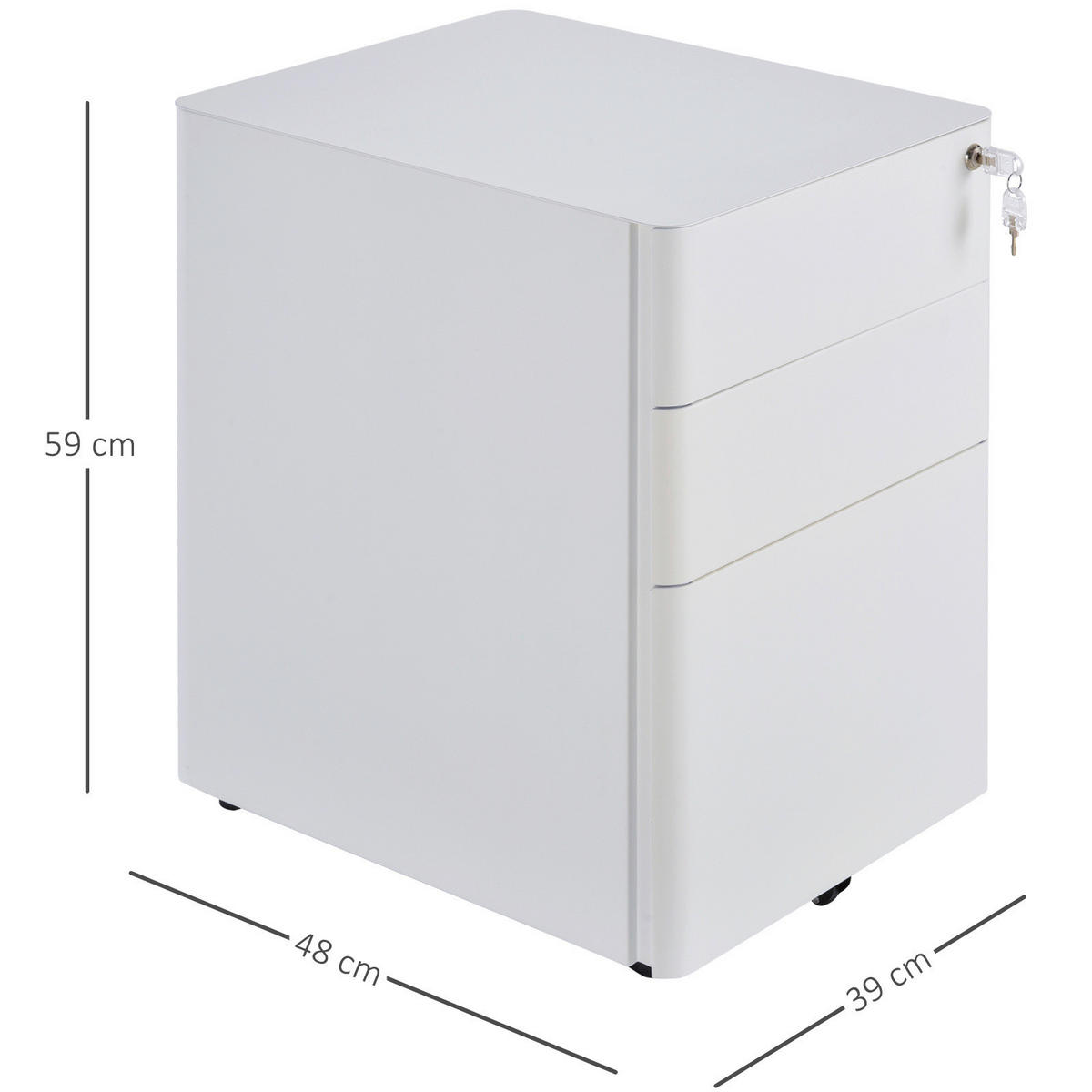 Rollcontainer 924-006WT weiß B/H/T: ca. 39x59x48 cm 924-006WT - weiß (39,00/59,00/48,00cm) - Vinsetto