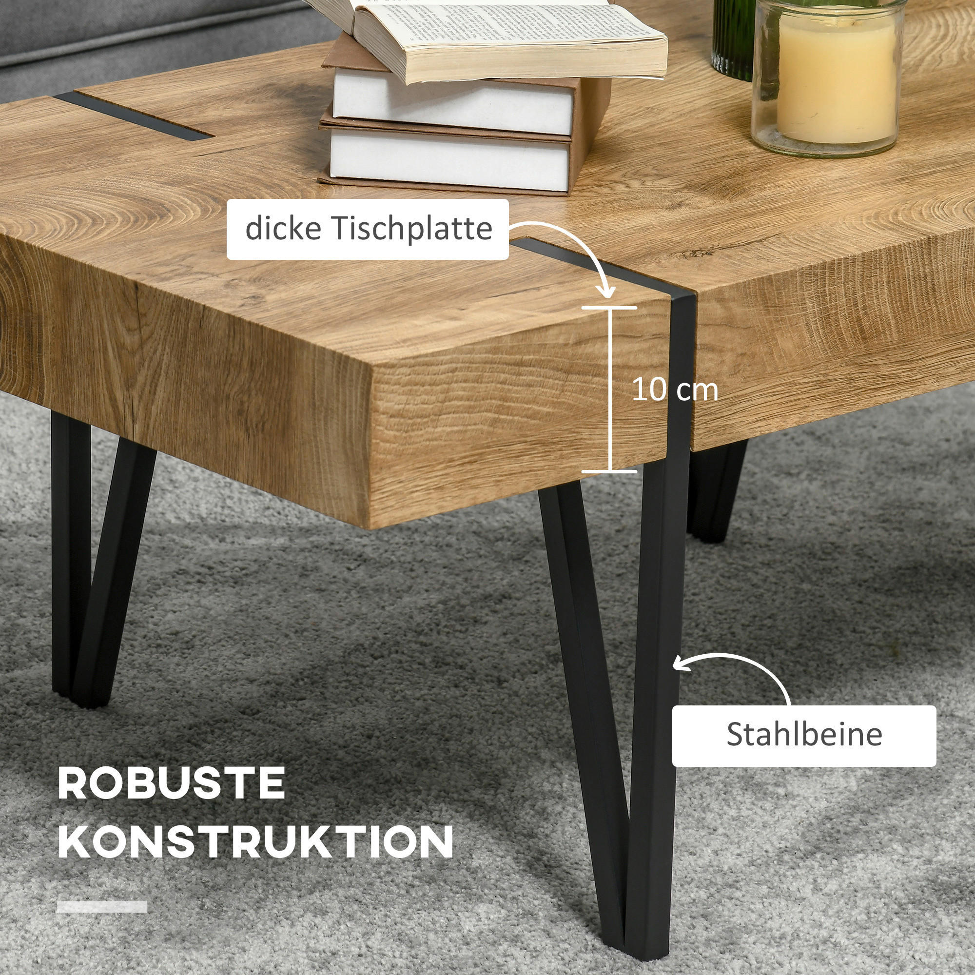 Couchtisch natur Optik B/H/T: ca. 105x42x60 cm Couchtisch - natur (105,00/42,00/60,00cm) - HOMCOM
