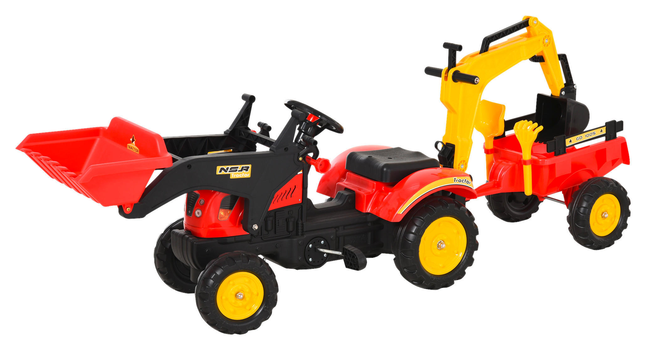 HOMCOM Kinder-Tretbagger B/H/L: ca. 42x59x179 cm Kinder-Tretbagger - rot (179,00/42,00/59,00cm) - HOMCOM