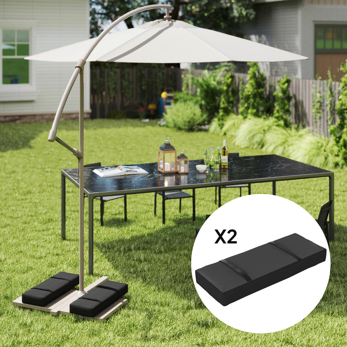 Outsunny Sandsack 2er Set schwarz Stoff B/H/L: ca. 30x11x76 cm Sandsack 2er Set - schwarz (76,00/30,00/11,00cm) - Outsunny