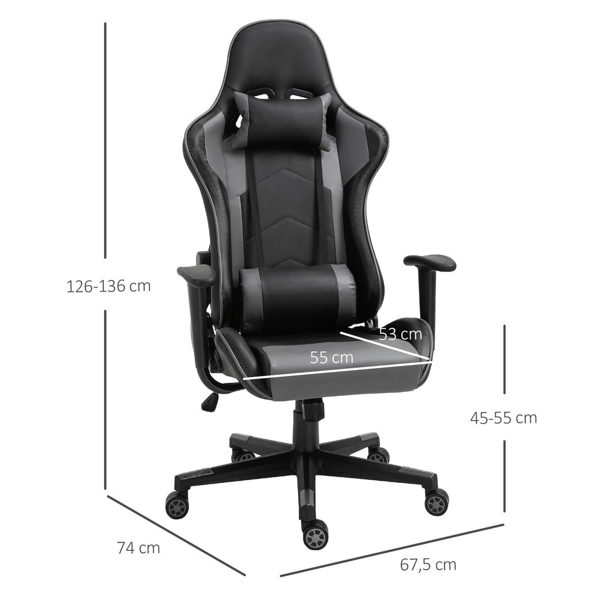 Gaming-Sessel 921-251 schwarz 921-251 - schwarz (67,50/136,00/56,00cm) - Vinsetto